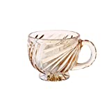 ONGHAHYIS Cristalería vintage Taza de vidrio en relieve vintage Apuesto corazón femenino Tazas de agua Taza de café con leche de patas altas con asa Toma de té de la tarde (Color: ámbar)